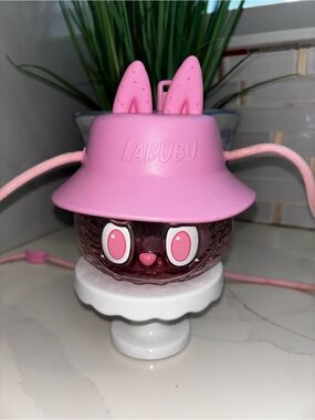 POP MART Labubu The Monsters Wacky Mart Tumbler Cup Water PINK Bottle with Strap